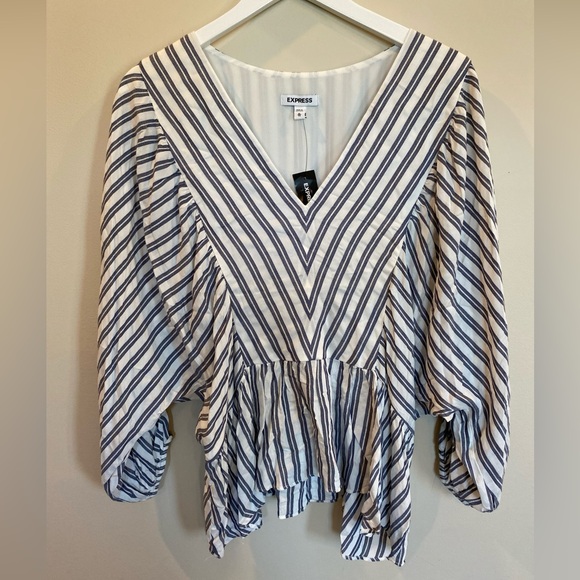Express Tops - Womens Express Striped Top NWT XL V Neck